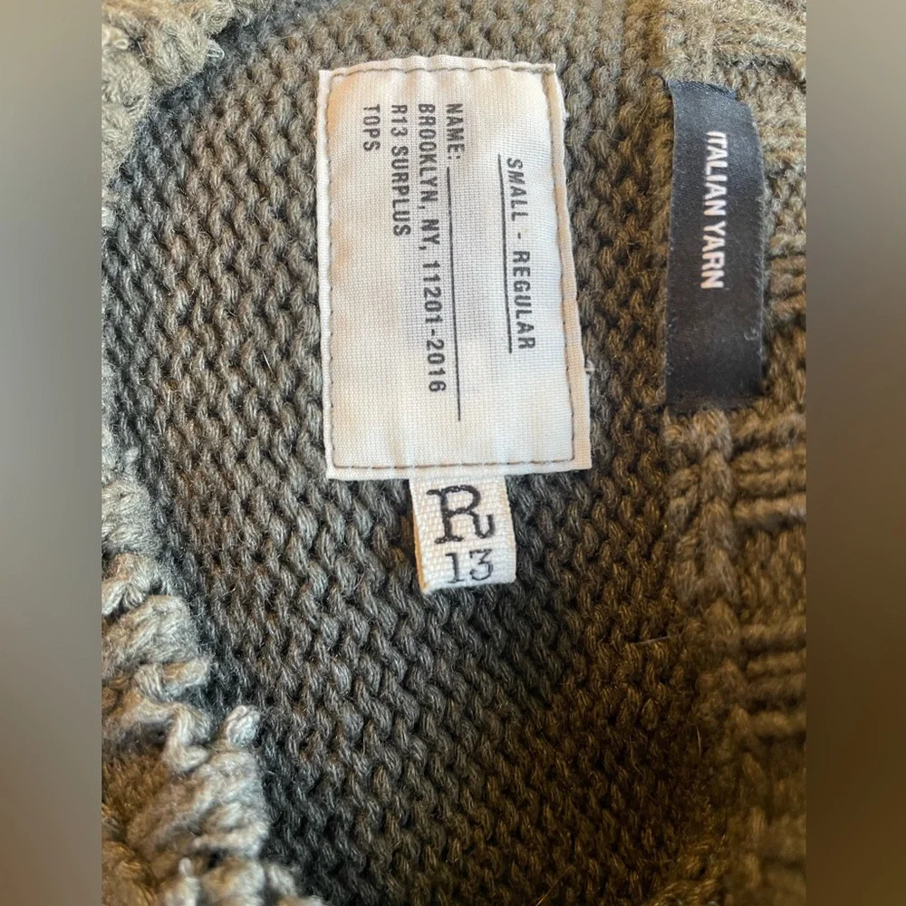 R13 Men’s Italian Yarn Oversized Short- Sleeve Sweater